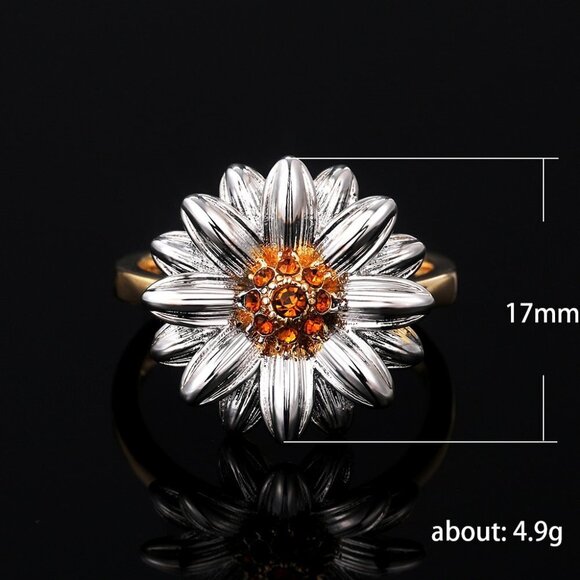 💥Summer Party Sweet Flower Thin Zircon Gold Rings for Women, MARR9144 - Picture 5 of 5